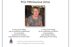 Prix Patrimoine 2016 | Mary Cowan Bailey | Heritage Prize 2016